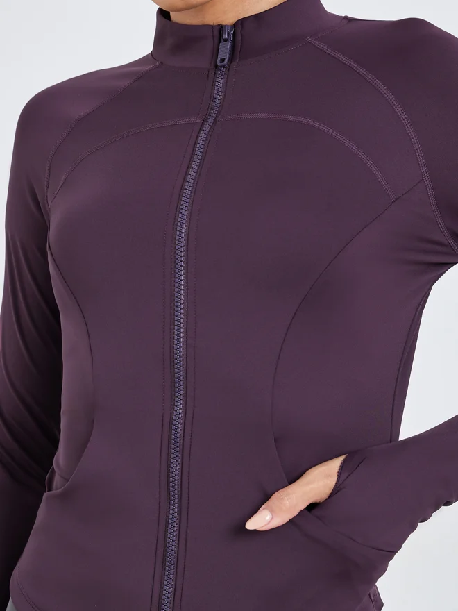 Styli Active  Purple Contour Seam Thumbhole Detail Jacket for Women | Best Price UAE