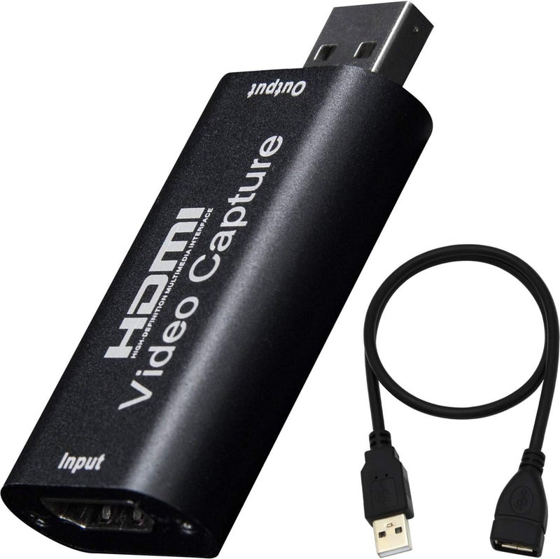 BlueAVS HDMI to USB Video Capture Card 1080P for Live Video Streaming Record via DSLR Camcorder Action Cam - Capture 1080P@30Hz (Metal-Black) - Image 1