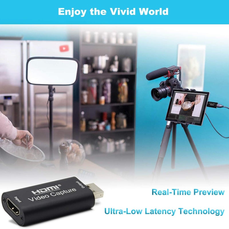 BlueAVS HDMI to USB Video Capture Card 1080P for Live Video Streaming Record via DSLR Camcorder Action Cam - Capture 1080P@30Hz (Metal-Black) - Image 3