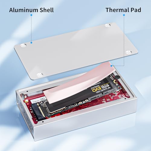 ALYYDBG Aluminum 40Gbps M.2 NVMe SSD Enclosure, 8TB USB-C External Hard Drive for M1 M2 Pro/Max, Support 2280 B&M+M-Key PCIe, Compatible Thunderbolt 3/4 USB 4/3.2/3.1/3.0/2.0 - Image 5