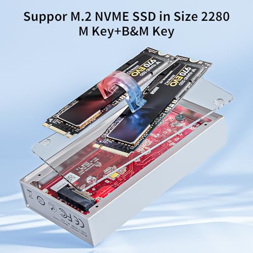 ALYYDBG Aluminum 40Gbps M.2 NVMe SSD Enclosure, 8TB USB-C External Hard Drive for M1 M2 Pro/Max, Support 2280 B&M+M-Key PCIe, Compatible Thunderbolt 3/4 USB 4/3.2/3.1/3.0/2.0 - Image 4