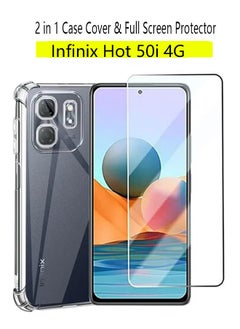 Generic 2 in 1 Infinix Smart 9 / Hot50i Phone Case Cover & Screen Protector - Shockproof Clear Slim TPU Protective Phone Cover & Full Coverage Delicate Touch Tempered Glass Screen Protector for Infinix Hot50i 4G  - Image 1