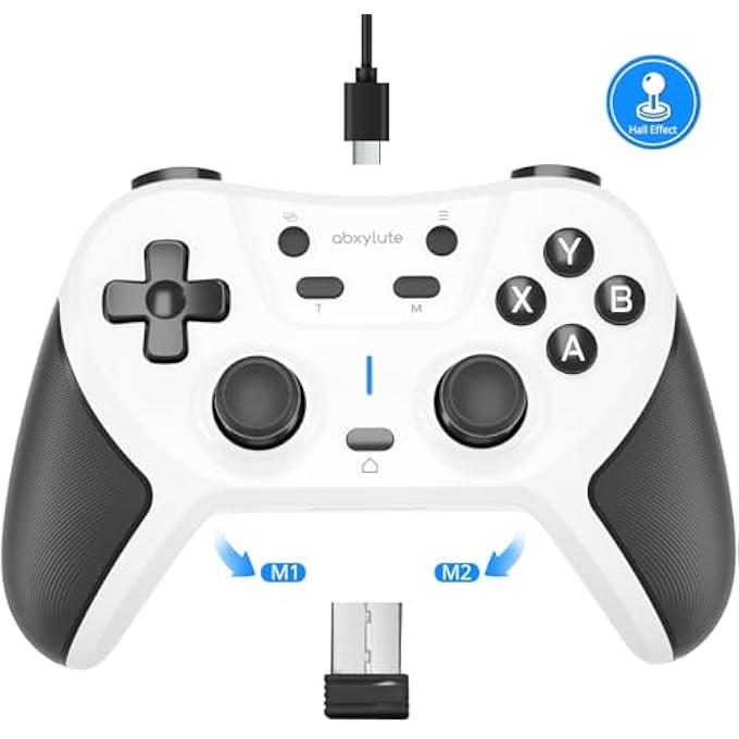 Abxylute C5P WIRELESS GAMING CONTROLLER FOR PC/SWITCH/IOS/ANDROID/PS3/PS4/STEAM/MAC, 2.4 GHZ HALL EFFECT STICK & TRIGGER - REMAPPABLE BACK BUTTONS - RUBBERIZED GRIPS CONSOLE LAYOUT GAMEPAD VIBRATION - Image 1