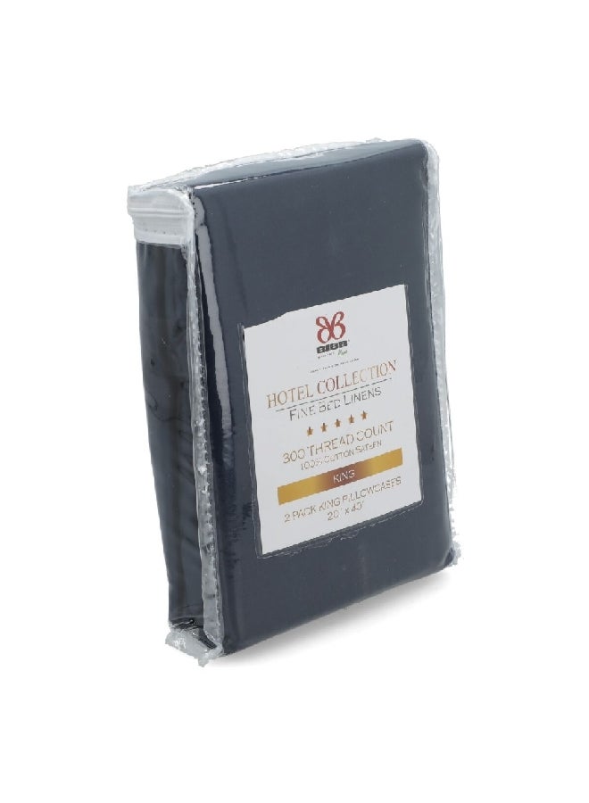 بيب هوم TC300 غطاء وسادة سادة من القطن الفاخر رمادي داكن 20 × 40 إنش PILLOW PAIR SOLID - Image 3