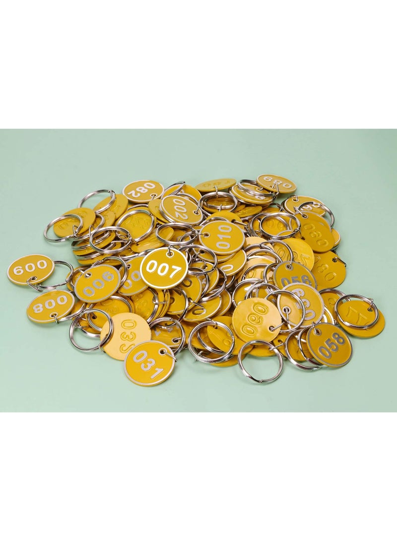 1 set 1-100 Number Colorful Tough Aluminum Metal Numbered Marking Identification Hang Tags Luggage Labels Tag with Split Rings for Organized Coded Key Box Cabinet System Identifier (Yellow) - Image 3