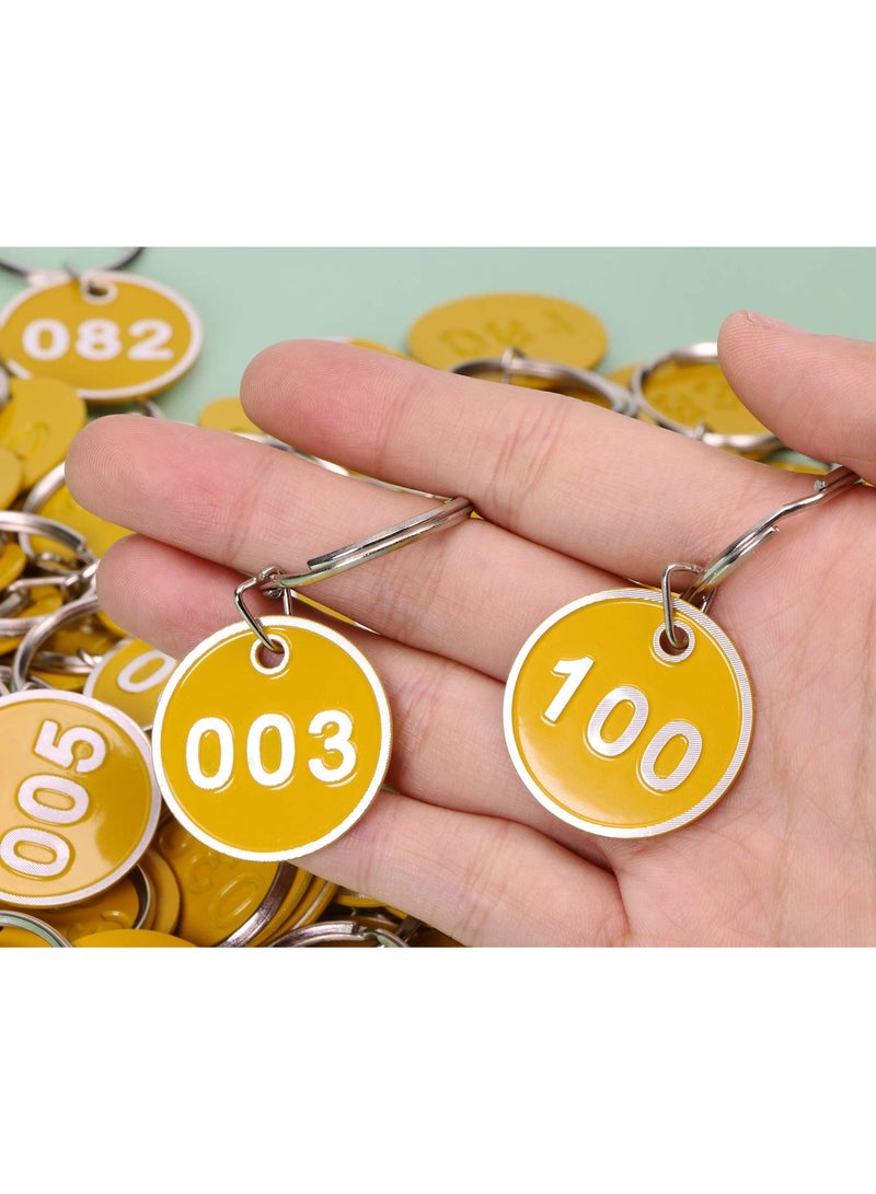 1 set 1-100 Number Colorful Tough Aluminum Metal Numbered Marking Identification Hang Tags Luggage Labels Tag with Split Rings for Organized Coded Key Box Cabinet System Identifier (Yellow) - Image 4