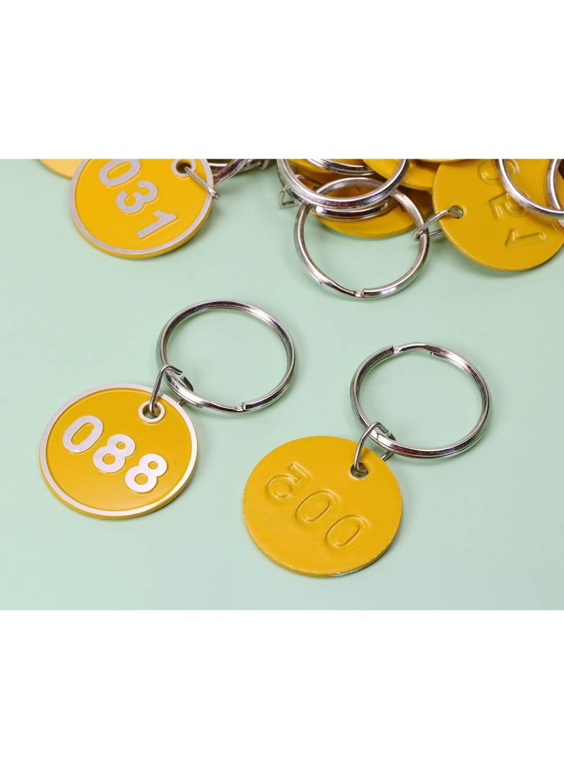1 set 1-100 Number Colorful Tough Aluminum Metal Numbered Marking Identification Hang Tags Luggage Labels Tag with Split Rings for Organized Coded Key Box Cabinet System Identifier (Yellow) - Image 5