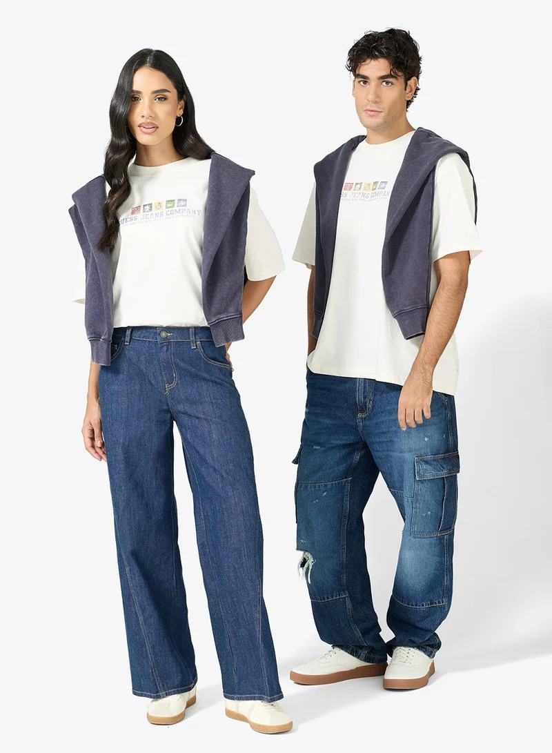 Guess  Unisex Casual Crew Neck Oversized T-Shirt  | Best Price UAE