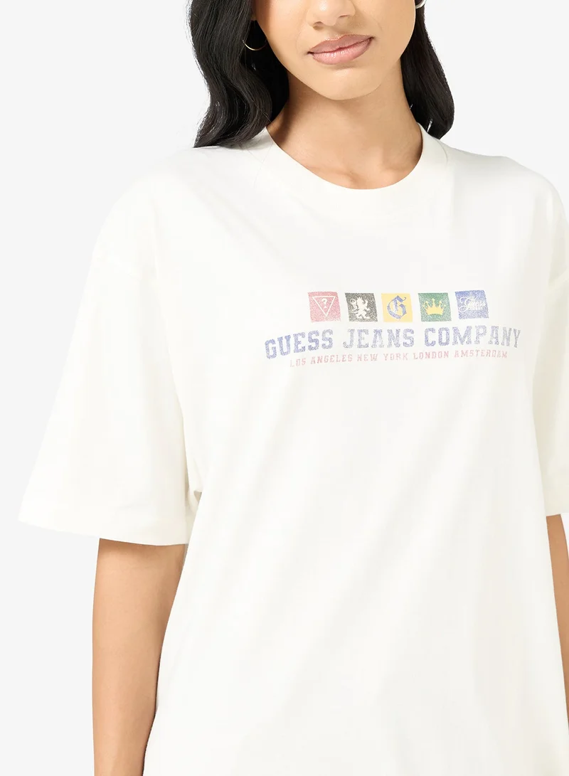 Guess  Unisex Casual Crew Neck Oversized T-Shirt  | Best Price UAE