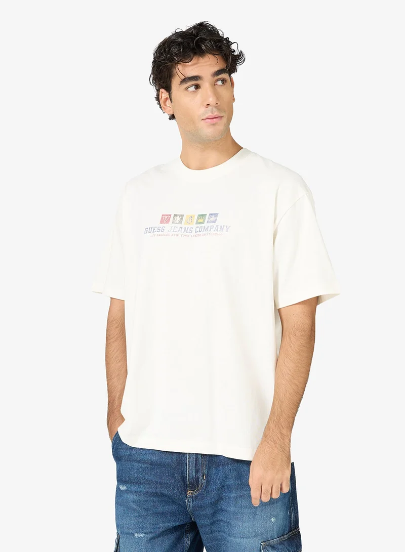Guess  Unisex Casual Crew Neck Oversized T-Shirt  | Best Price UAE