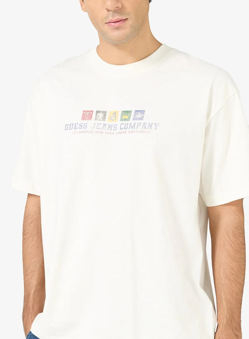 Guess  Unisex Casual Crew Neck Oversized T-Shirt  | Best Price UAE