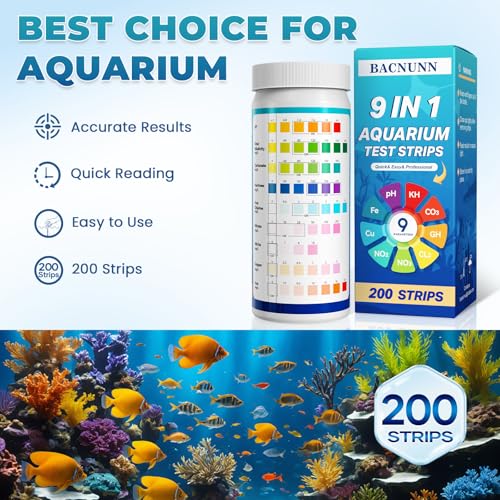 BACNUNN Aquarium Test Strips: 200CT 9 in 1 Quick & Accurate Fish Tank Water Testing Kit for Freshwater Pond Testing Nitrate Nitrite Hardness Free Chlorine pH Carbonate Total Alkalinity Copper Iron - Image 3