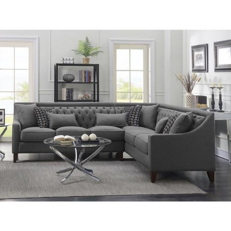 home house Corner sofa made of Swedish wood, Thai MDF and linen - grey - Image 1