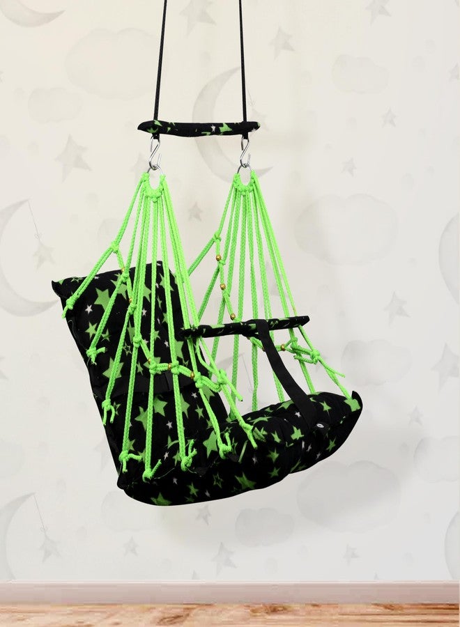 BOFFLE® Cotton Swing Chair for Kids Baby's Children Folding and Washable1-3 Years with Safety Belt/Home,Garden Jhula for Babies|Swing for Kids | Seat and Back Side 16x16 inch - Image 1