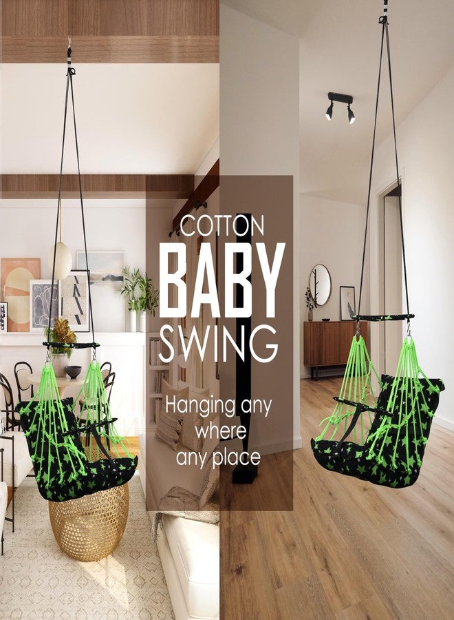 BOFFLE® Cotton Swing Chair for Kids Baby's Children Folding and Washable1-3 Years with Safety Belt/Home,Garden Jhula for Babies|Swing for Kids | Seat and Back Side 16x16 inch - Image 2
