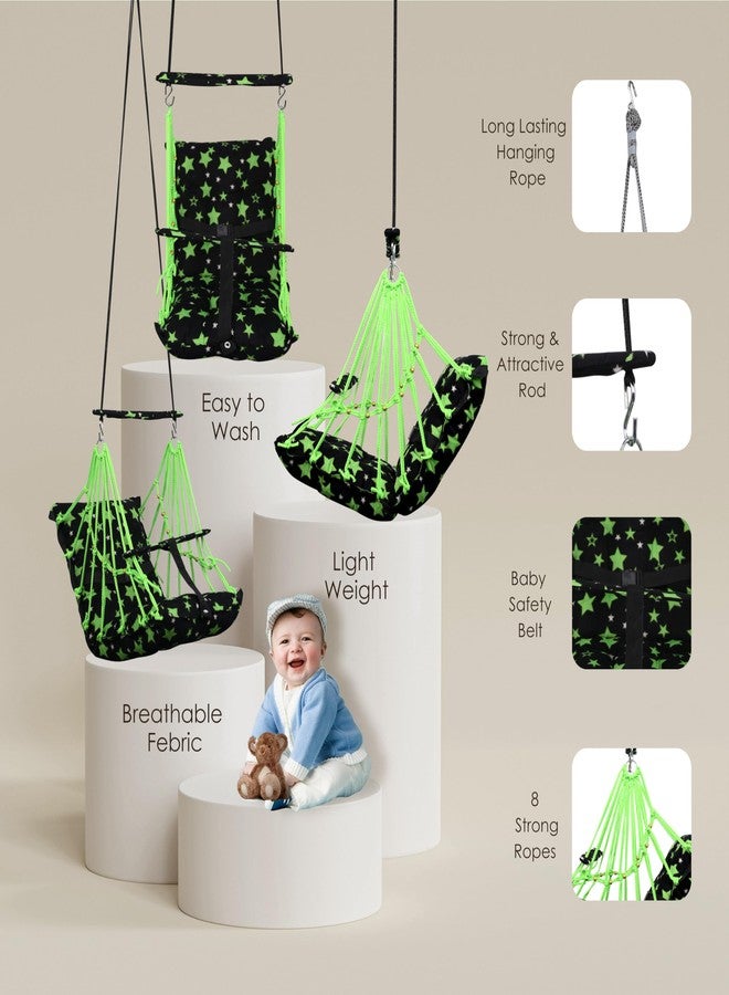 BOFFLE® Cotton Swing Chair for Kids Baby's Children Folding and Washable1-3 Years with Safety Belt/Home,Garden Jhula for Babies|Swing for Kids | Seat and Back Side 16x16 inch - Image 5