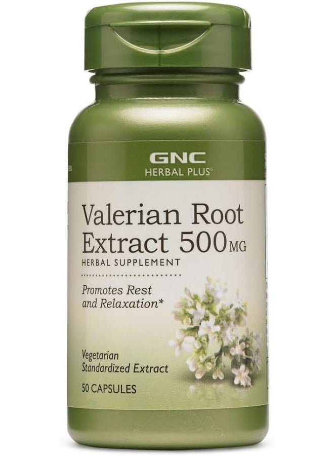 GNC Herbal Plus Valerian Root Extract 500 Mg, 50 Servings  - Image 1