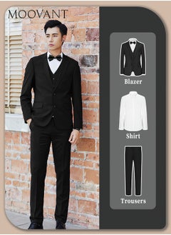 Moovant 3-Piece Men's Suit Set, Business & Casual Formal Attire with Blazer, Vest, and Trousers, Men's Formal Suits  - Image 1