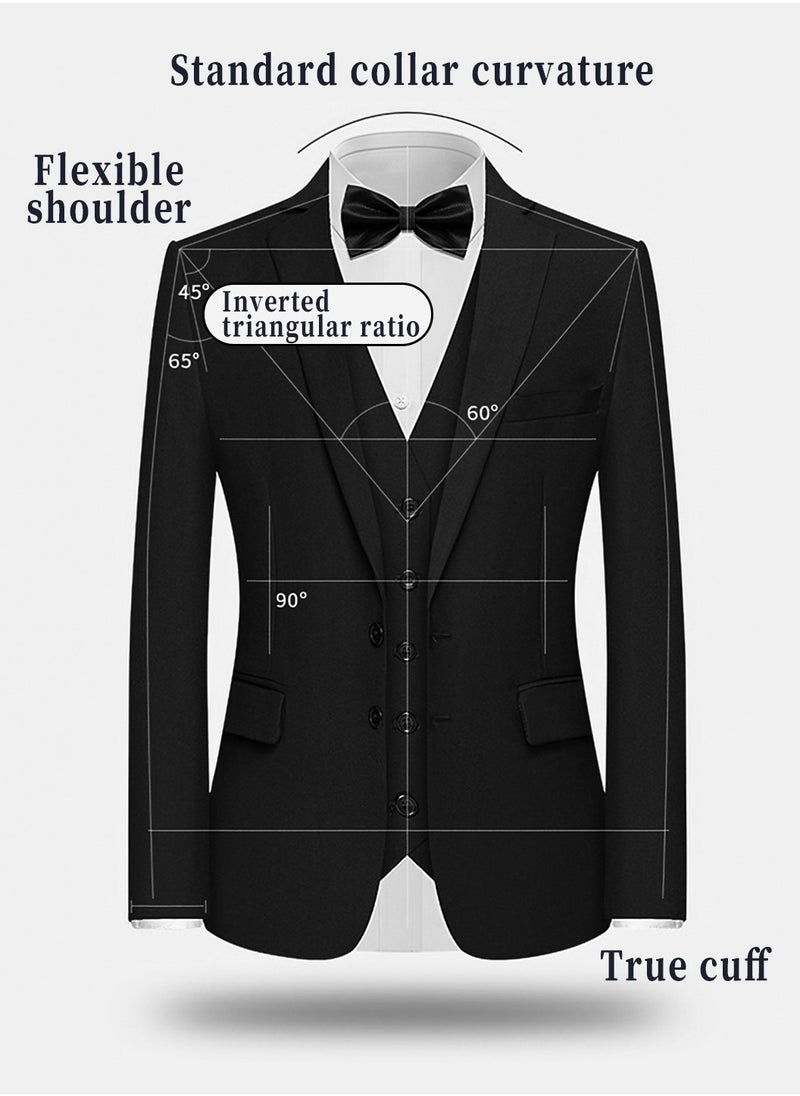 Moovant 3-Piece Men's Suit Set, Business & Casual Formal Attire with Blazer, Vest, and Trousers, Men's Formal Suits  - Image 2