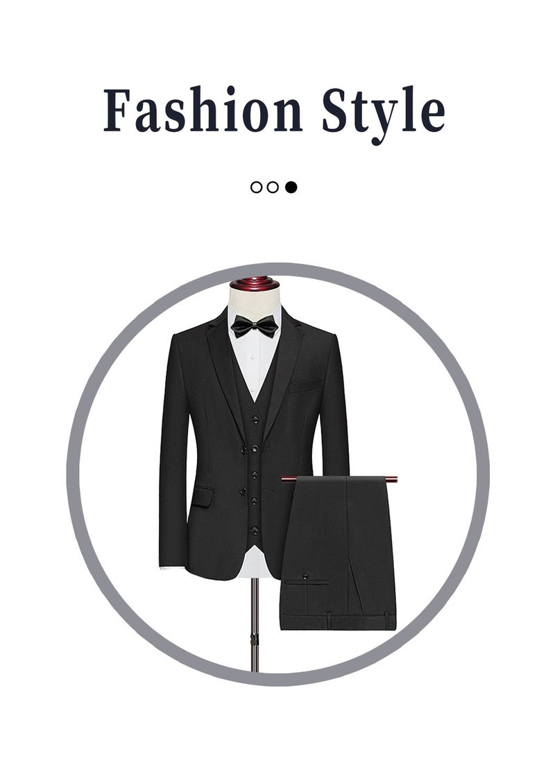 Moovant 3-Piece Men's Suit Set, Business & Casual Formal Attire with Blazer, Vest, and Trousers, Men's Formal Suits  - Image 4