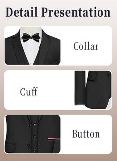 Moovant 3-Piece Men's Suit Set, Business & Casual Formal Attire with Blazer, Vest, and Trousers, Men's Formal Suits  - Image 5