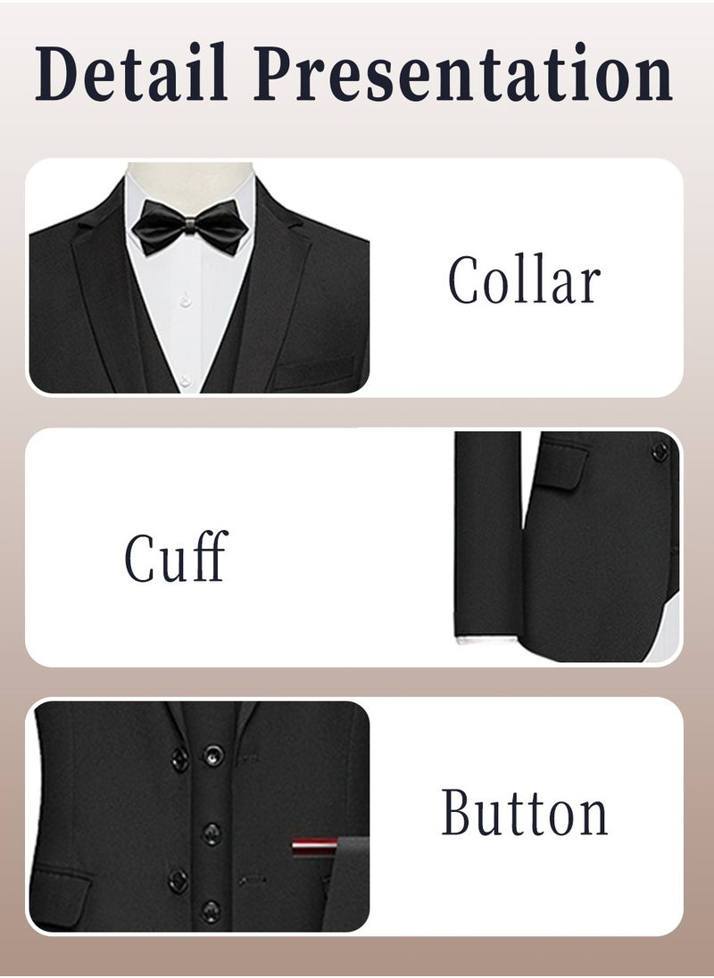 Moovant 3-Piece Men's Suit Set, Business & Casual Formal Attire with Blazer, Vest, and Trousers, Men's Formal Suits  - Image 5