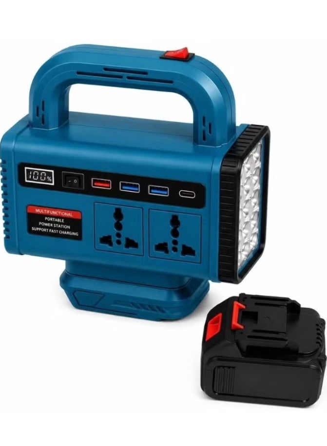 ELTRAZONE 300W Battery Inverter for 21V Batteries, DC to AC Power Converter with 220V Universal Socket, USB & USB-C Fast Charging, Portable Emergency Power Supply with LED Light - Image 1