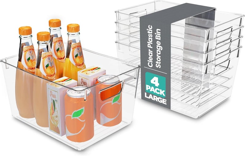Utopia Kitchen Organizer Bins - 4 Pack Pantry Storage Containers - Large Clear Bins for Fridge, Kitchen Organization and Storage - Image 1