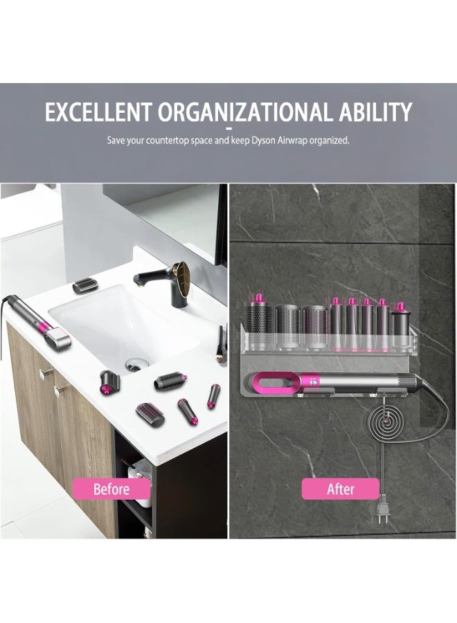 Eworld Wall Mount Holder for Hair Styler Complete Set – Transparent Acrylic Storage Rack Organizer for Styler Attachments, Space-Saving Bathroom & Bedroom Accessory Stand - Image 5