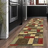 Ottomanson Ottohome Collection Multi Color Contemporary Boxes Design Runner Rug With Non-Skid (Non-Slip) Rubber Backing - Image 1