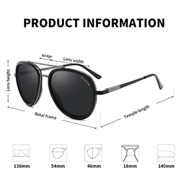 PUKCLAR Sunglasses for Men Women Polarized Lightweight Driving Fishing Sports Round Aviator Mens Spring Hinges Sunglasses - Image 5
