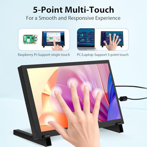 ELECROW 10.1 Inch Touchscreen Monitor, 1280x800 IPS LCD HD Display with Stand, Portable Capacitive Touch Screen for Raspberry Pi 3/3B+/4B/5, Jetson Nano, Banana Pi, PC, Windows, Beaglebone - Image 4