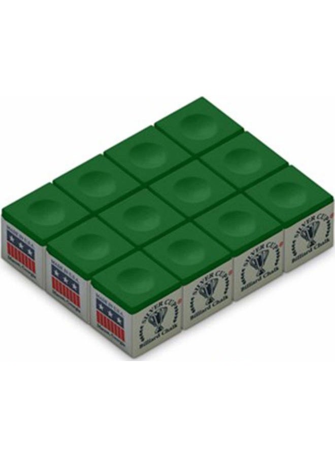 IMPERIAL Silver Cup One Dozen Tournament Green Pool Cue Chalk