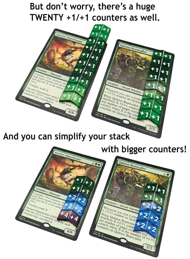 Futhark MTG Stat Counters/Buff Counters for Magic The Gathering - Set of 60 Color Coded MTG Tokens - Improved Gameplay with This Great Magic The Gathering Gift - Image 4