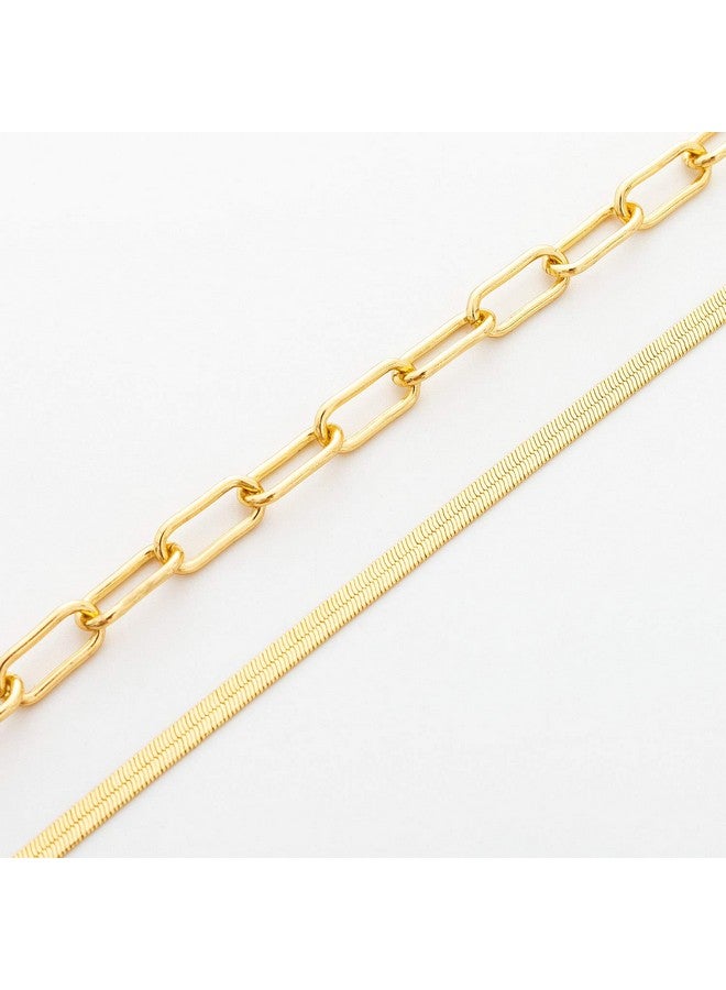 BaubleStar Link Layered Collar Necklace Gold Layering Paperclip Chain Herringbone Snake Choker Statement Fashion Jewelry For Women Girls - Image 4