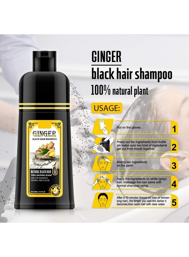 gowwim Ginger Black Semi-Permanent Hair Dye Shampoo, Instant 30-Day Color Matter, Completes in 5 Minutes - 500ml (Ginger Fragrance) - Image 5