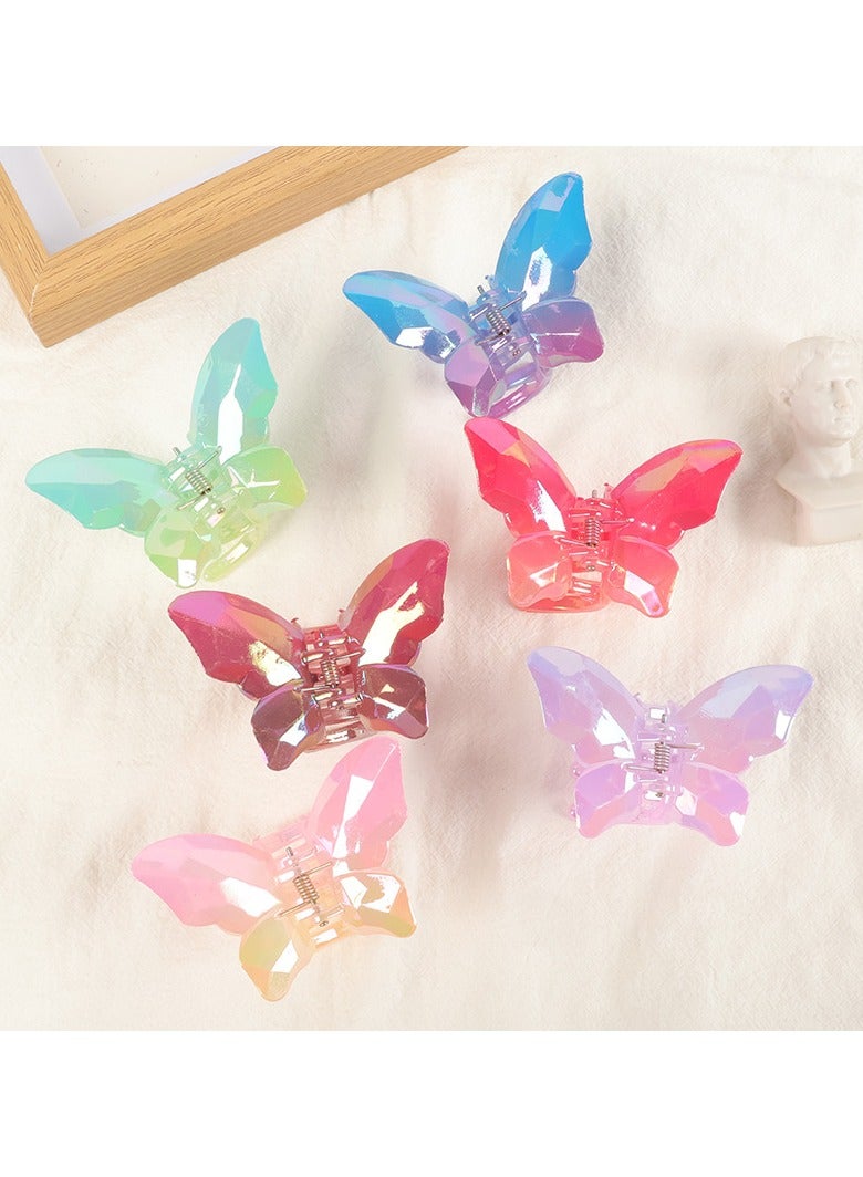 Sky Shine 6 Pcs Multicolor Korean Iridescent Butterfly Hair Claw Clips for Women & Girls | Premium Acrylic Resin | Extra Strong Grip Hair Accessories - Image 4