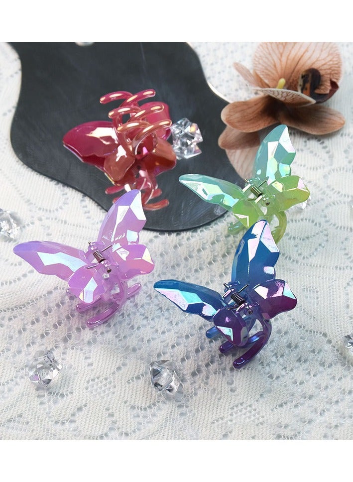 Sky Shine 6 Pcs Multicolor Korean Iridescent Butterfly Hair Claw Clips for Women & Girls | Premium Acrylic Resin | Extra Strong Grip Hair Accessories - Image 3