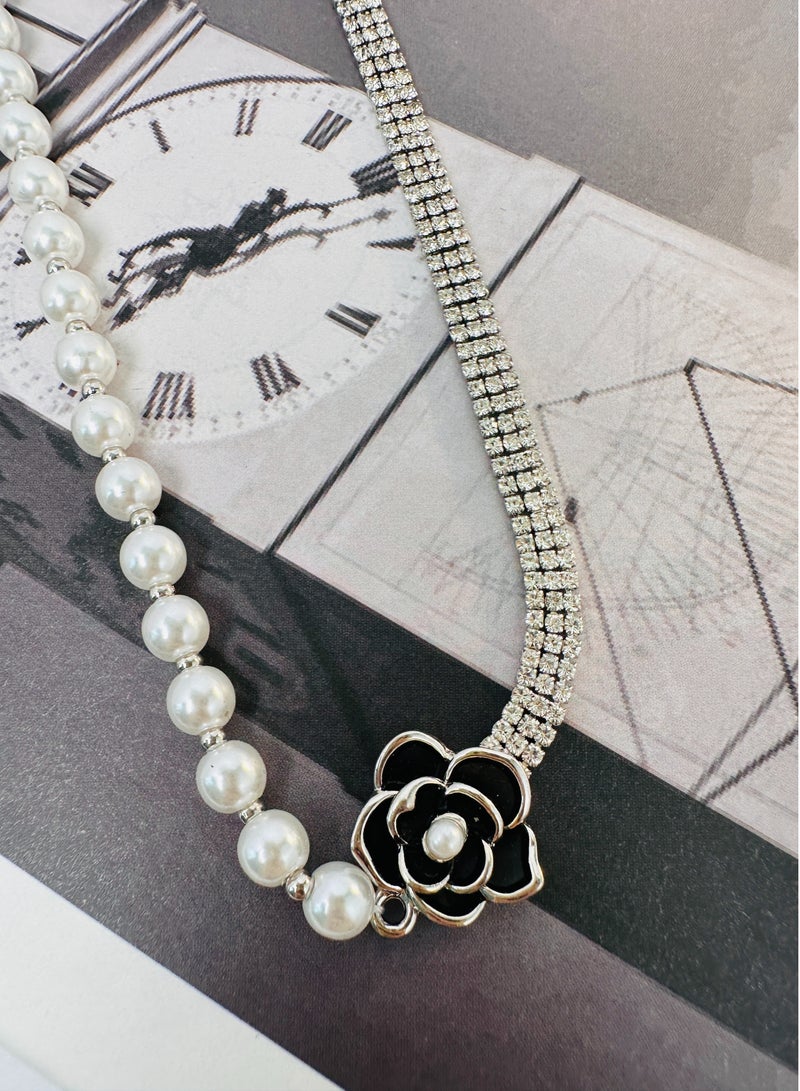 Rhinestone Pearl Flower choker, Crystal Chain Jewelry, fashion accessory for party  - Image 3