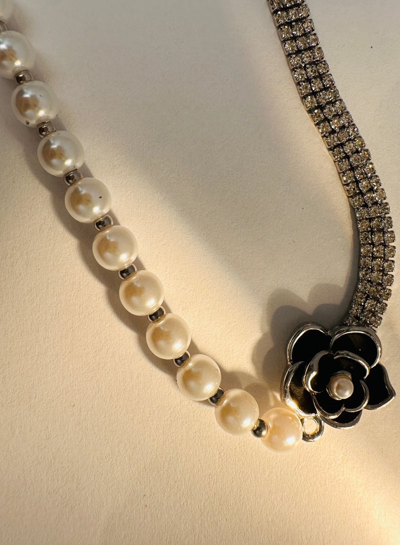 Rhinestone Pearl Flower choker, Crystal Chain Jewelry, fashion accessory for party  - Image 5