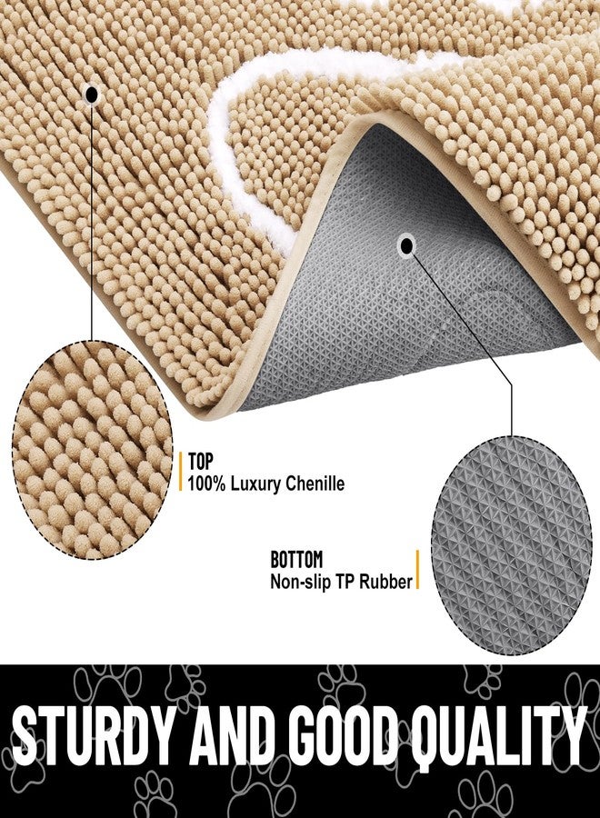 smiry Dog Door Mat for Muddy Paws, Absorbent Dirt Trapper Non-Slip Washable Mat, Quick Dry Microfiber, Mud Mat for Dogs, Entry Indoor Door Mat for Inside Floor (36x24 Inches, Beige) - Image 3