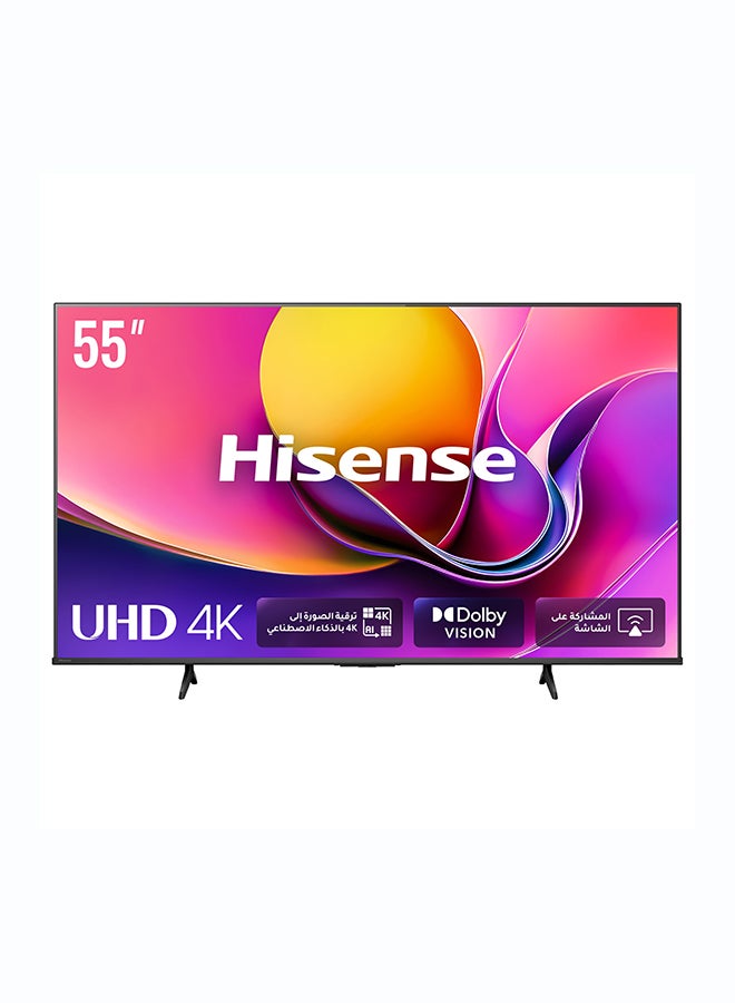 هايسنس تلفاز هاي سينس 55 بوصة ذكي UHD 4K E6Q - رؤية دولبي، معزز 4K بالذكاء الاصطناعي، ألعاب بدولبي، حركة سلسة مع MEMC، وضع الرياضة بالذكاء الاصطناعي، التحكم الصوتي، مشاركة إلى التلفاز، يوتيوب، نتفليكس، ديزني+، شاهد 55E6Q (نسخة الإمارات 2025) - Image 1