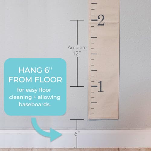 White Loft Canvas Growth Chart Ruler Fabric Natural Color Big Brother Big Sister Gift Children Height Chart Measure Childs Growth Kids Room Decor Nursery Wall Ruler and Pen - Image 3