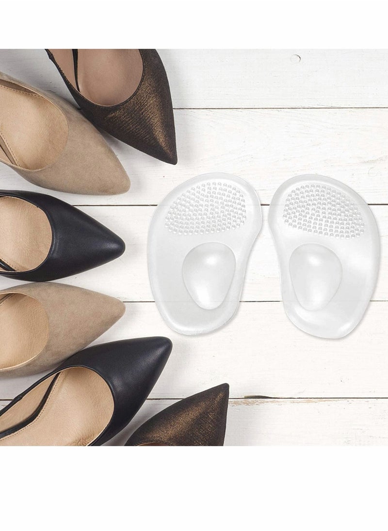 3 Pairs Forefoot Insole Silicone Transparent Drop-Shaped Feet Cushion Inserts Grips Shoe Pads for Women Loose Shoes and High Heels Anti-Slip Reusable
