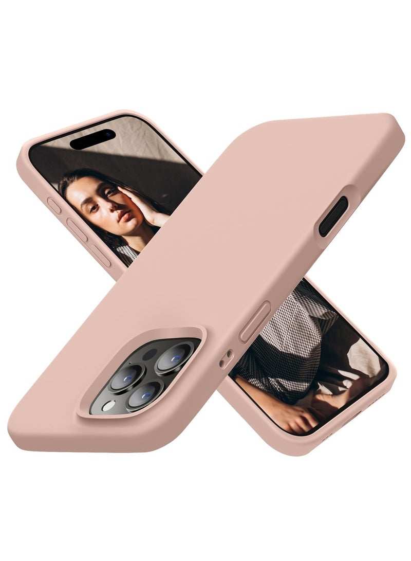 Premium Soft Silicone Case for iPhone 16 Pro Max - Silky Soft Touch Full-Body Protective Bumper in Sandy Pink - Image 1