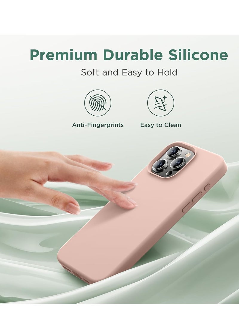 Premium Soft Silicone Case for iPhone 16 Pro Max - Silky Soft Touch Full-Body Protective Bumper in Sandy Pink - Image 2