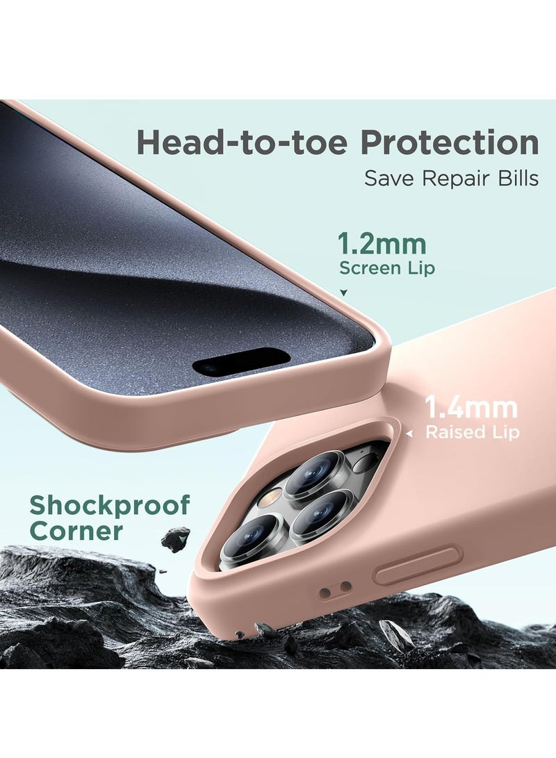 Premium Soft Silicone Case for iPhone 16 Pro Max - Silky Soft Touch Full-Body Protective Bumper in Sandy Pink - Image 3