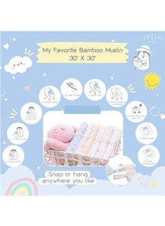 Iflin Baby My Favorite Bamboo Muslin 30"x30" (4 Pcs.) - Playful Stars  - Image 5