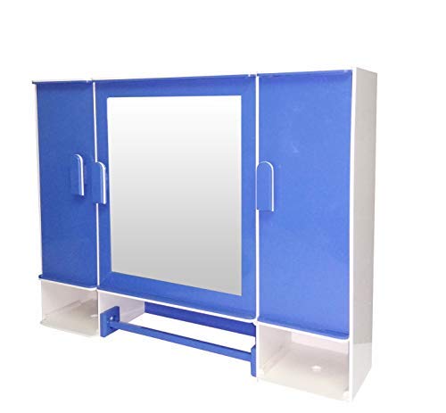 WINACO WINACO Monalisa Off White - Lapis Blue 3 MM Thickness (18" x 4" x 14" Inch) Three Door Bathroom/Wash Basin/Make-Up Mirror Cabinet  - Image 1