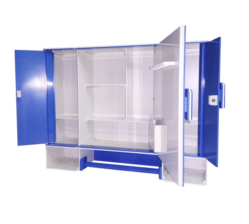 WINACO WINACO Monalisa Off White - Lapis Blue 3 MM Thickness (18" x 4" x 14" Inch) Three Door Bathroom/Wash Basin/Make-Up Mirror Cabinet  - Image 3